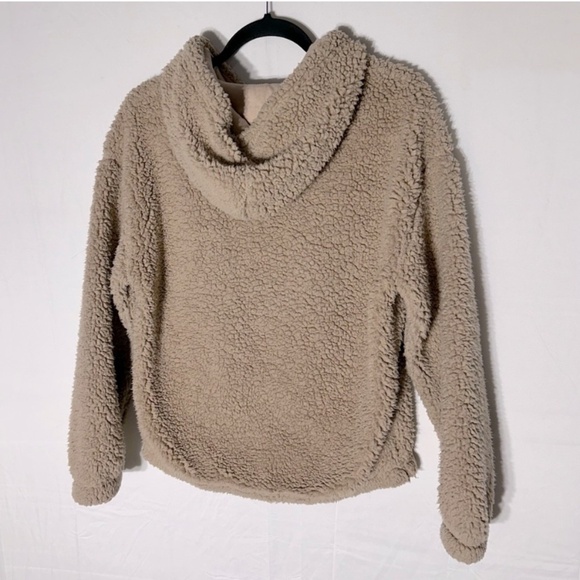 5/$25 Weekend Edition Tan Beige Sherpa Teddy Pullover Hoodie M - Picture 13 of 14